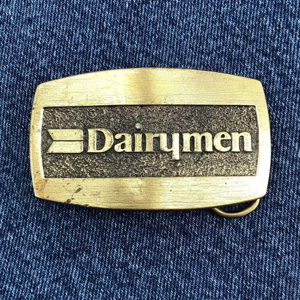 90s Dairymen brass belt buckle 1990s vintage SALE